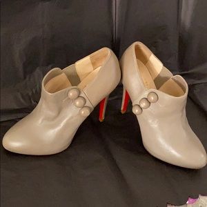 Christian Louboutin grey leather heeled booties